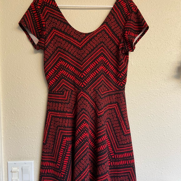 Macy's Dresses Red And Black Retro Patterned Dress Poshmark